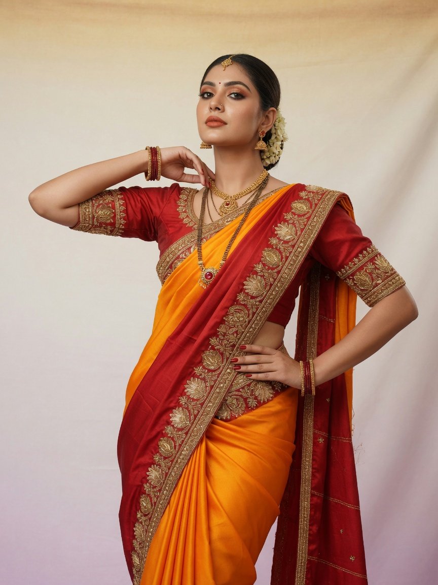 Mannequin en lehenga fuchsia et or Maison Zari