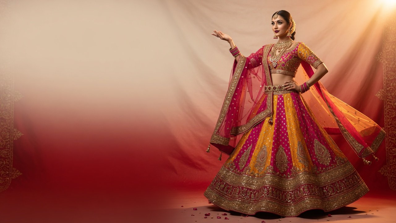 Lehenga de mariée cramoisi