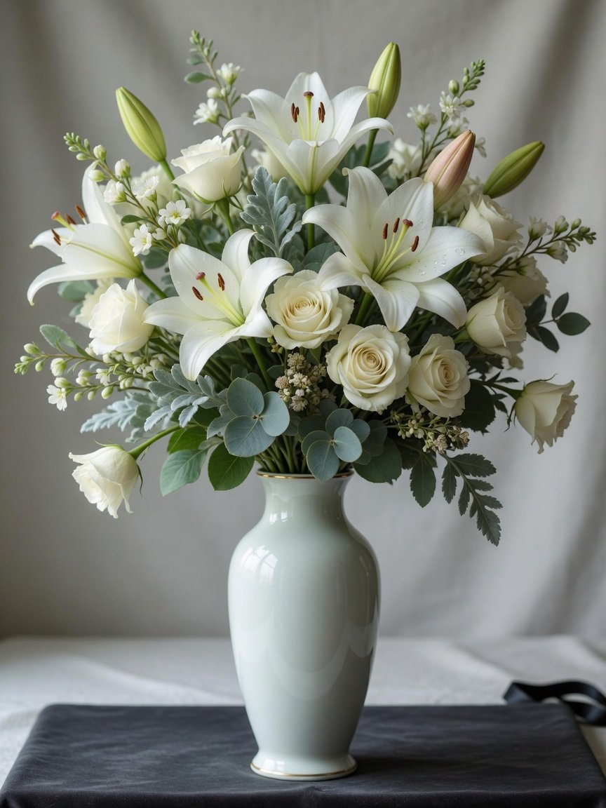 Composition florale de deuil raffinée