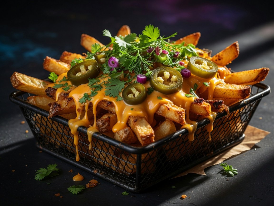 Frites chargées fromage et jalapeños