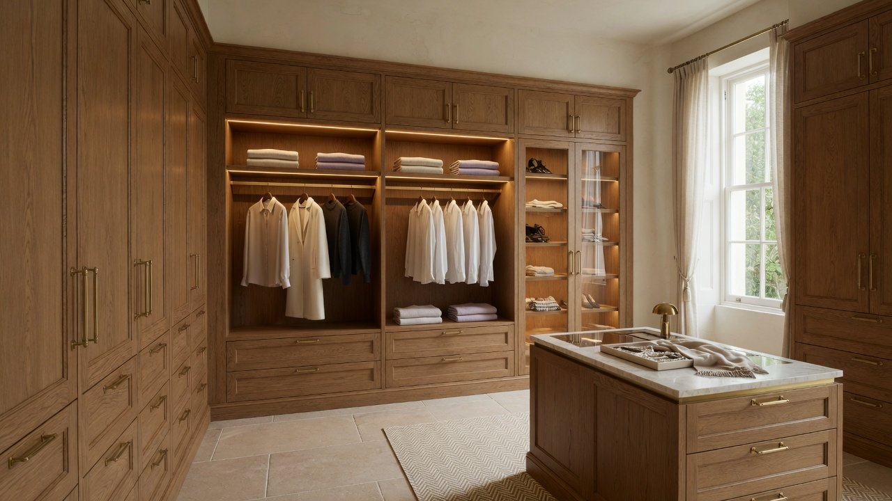 Dressing en chêne sur mesure avec éclairage intégré