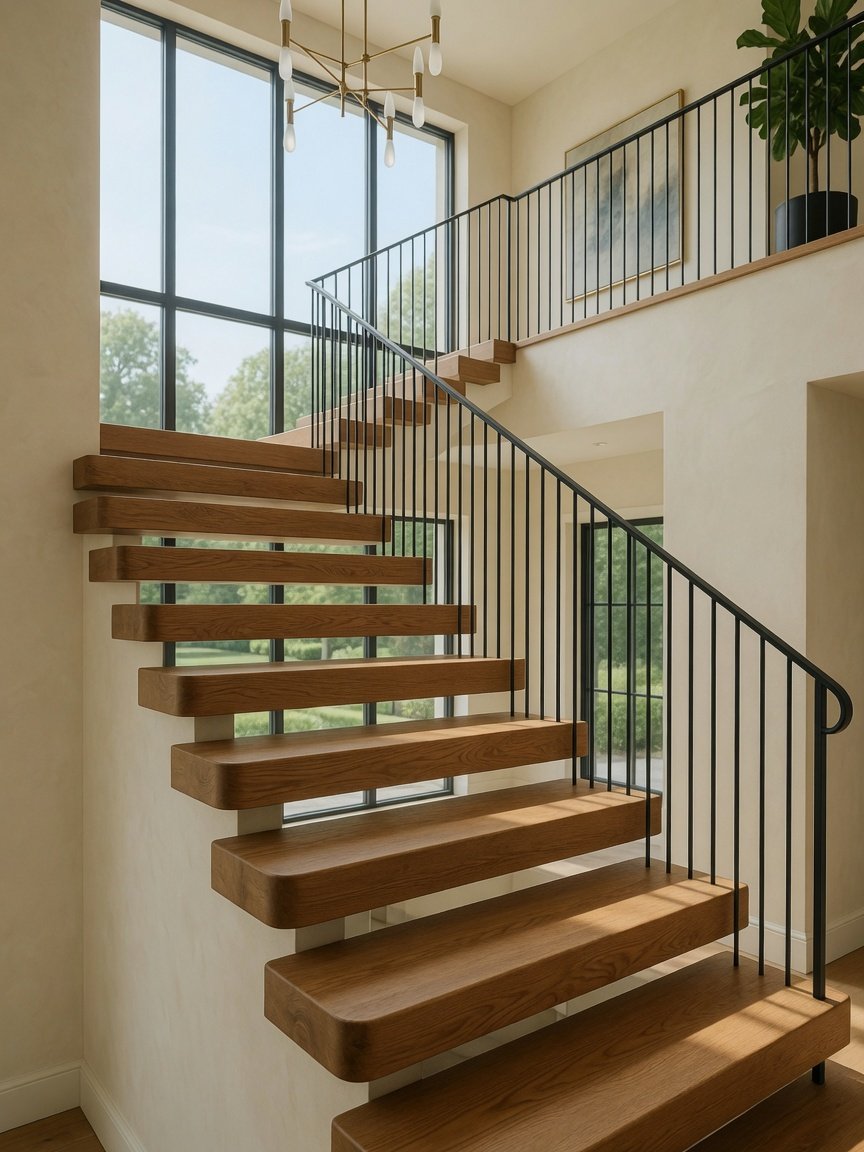 Escalier design en chêne massif