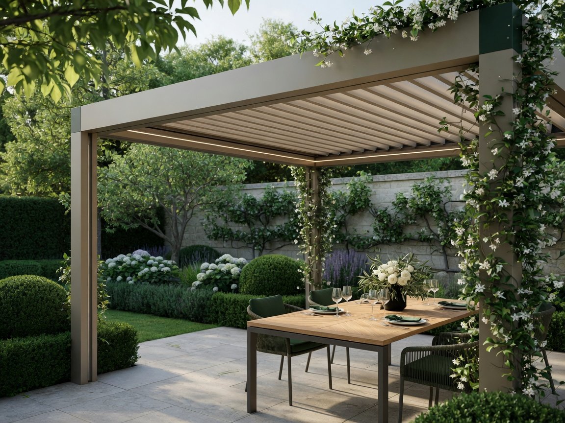 Pergola bioclimatique sur patio contemporain